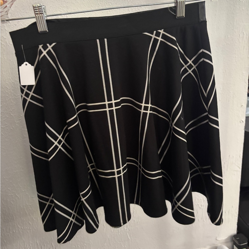 Saks Fifth Avenue Black and White Checkered Skater Skirt
